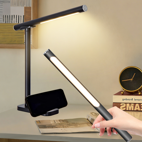 Black Iron LED Desk Lamp, 360° Adjustable, 5 Modes, 13.6 x 3 x 14.8 in.
