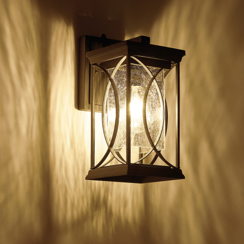 Small Black Aluminum Dusk-to-Dawn Outdoor Wall Lantern Sconce