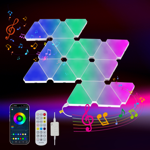 20-Piece 4.5-Inch White Acrylic Smart RGB Triangle Light Set