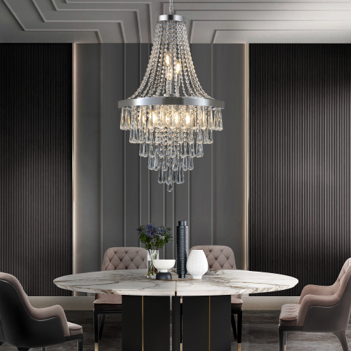 20-Inch Chrome Crystal and Iron 11-Light Adjustable Chandelier