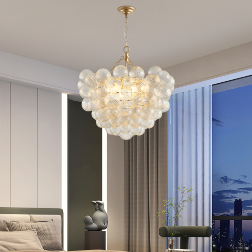 23.6-Inch Gold Iron Pendant Light with Threaded Clear Glass Globe