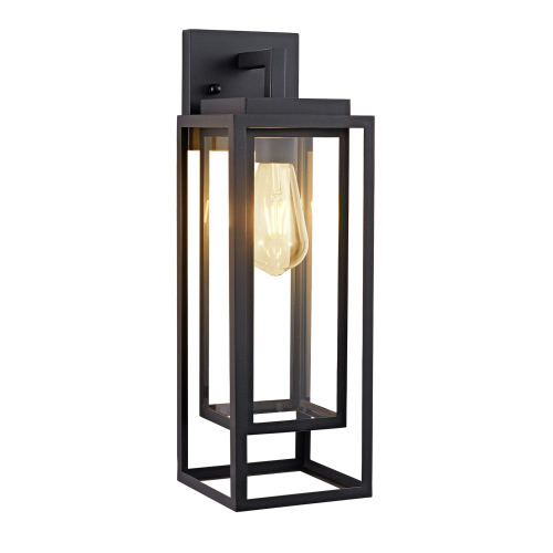 18-Inch Black Iron Outdoor Wall Lanterns with Clear Glass, 2-Pack