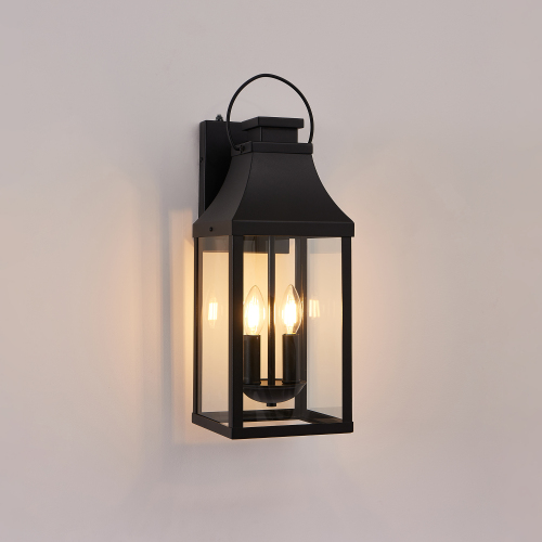 20-Inch Black Aluminium Dusk-to-Dawn Outdoor Wall Light, 2-Light