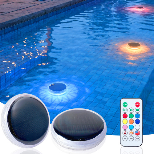Solar Floating Pool Lights, 2-Pack, 4.3-In White ABS+PC, 9-Light