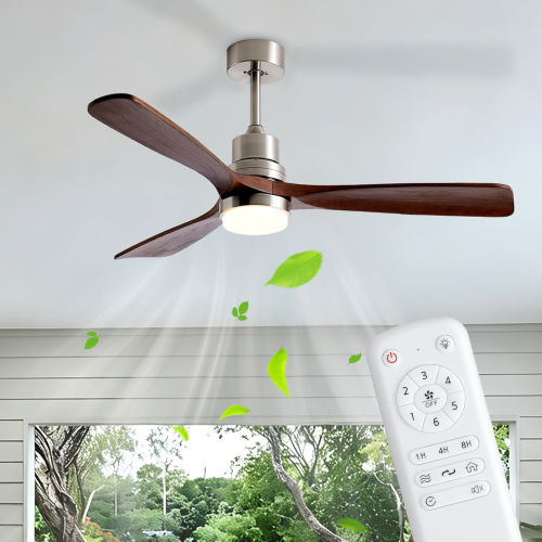 52-Inch Brushed Chrome Iron Ceiling Fan with Light and Remote