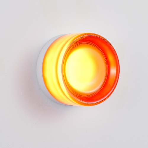 5.1-Inch Red Aluminium Concave LED Wall Light with Thick Glass Shade
