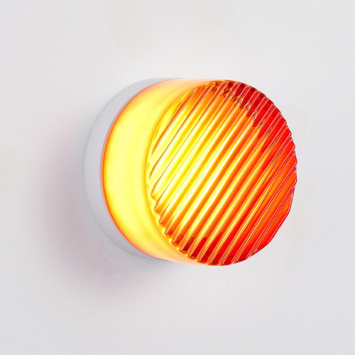Red Striped 5.10-Inch Round Aluminium LED Wall Light with Glass Shade