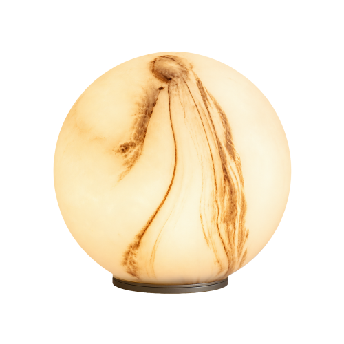 White Frosted Sphere Table Lamp with Aluminum Base, 4.70 x 4.70 x 5.50 in
