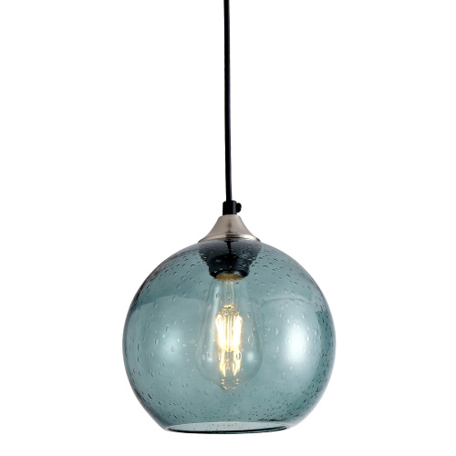 Green Glass Globe Pendant Light, 7.9-Inch Aluminum-Iron Fixture