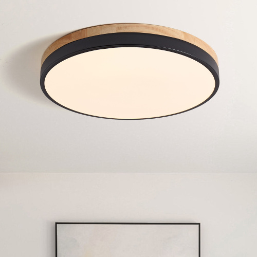 Black Iron 11.8-Inch Round Low-Profile Flush Mount Ceiling Light
