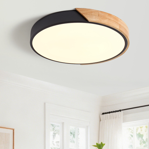 Black 12.2-Inch Round LED Iron Flush Mount Ceiling Light Fixture