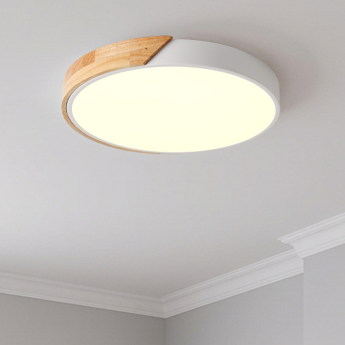 White Iron 12.2-Inch Round Dimmable Flush Mount Ceiling Light