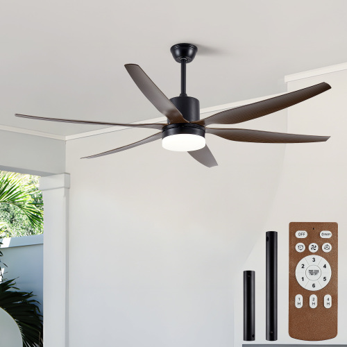 65.7-Inch Black Iron Ceiling Fan with Light Kit, 6 ABS Blades