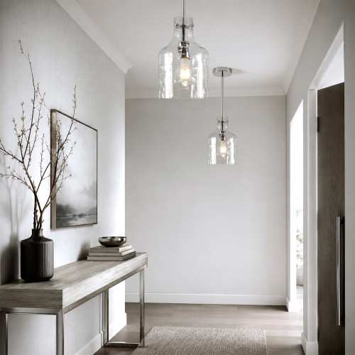 7-Inch Hammered Glass Pendant Light, Brushed Nickel Iron Finish