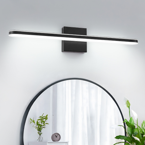 Modern 24-Inch Black Iron Dimmable LED Bathroom Vanity Light