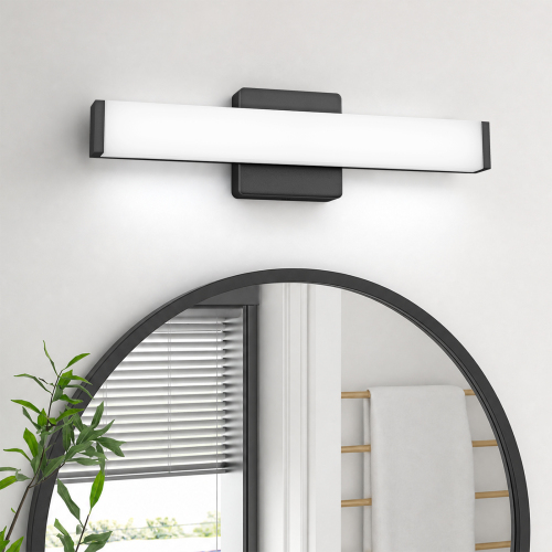 Black 16-Inch Acrylic Dimmable Bathroom Vanity Light, 10W 3000K