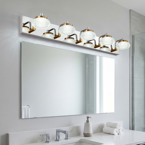 37in 5-Light Gold and Chrome LED Dimmable Vanity Light Bathroom Wall Light Fixture Over Mirror with Clear Acrylic Shade(5-Light) - Stainless Steel - Stainless Steel
