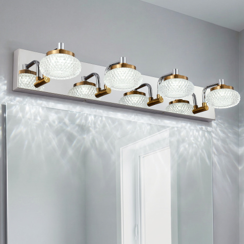 Dimmable 4-Light Chrome Stainless Steel Bathroom Vanity Wall Sconce