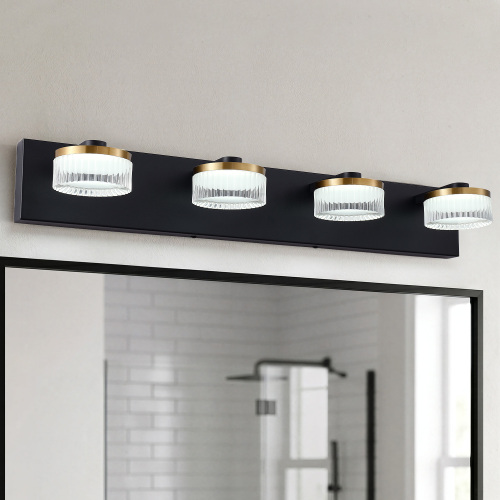 4-Light Black Stainless Steel Bathroom Vanity Light, 21.3 x 4.3 x 7.3 in.