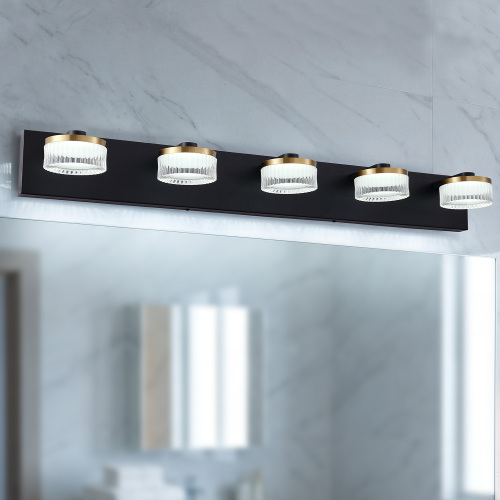 Modern 5-Light Black Stainless Steel Bathroom Vanity Light for Mirrors