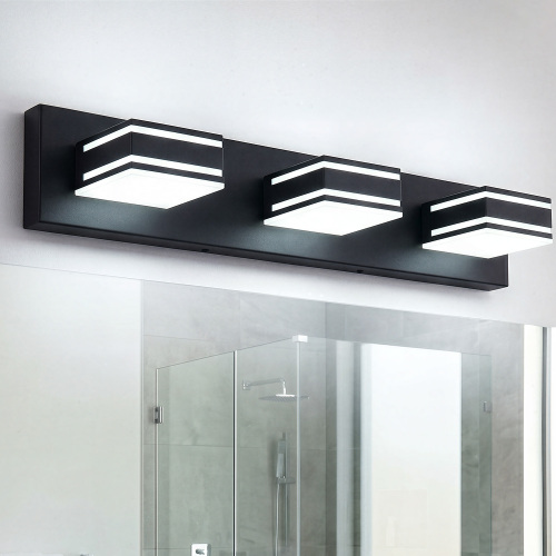 24-Inch Black Iron 3-Light Modern Bathroom Vanity Wall Fixture