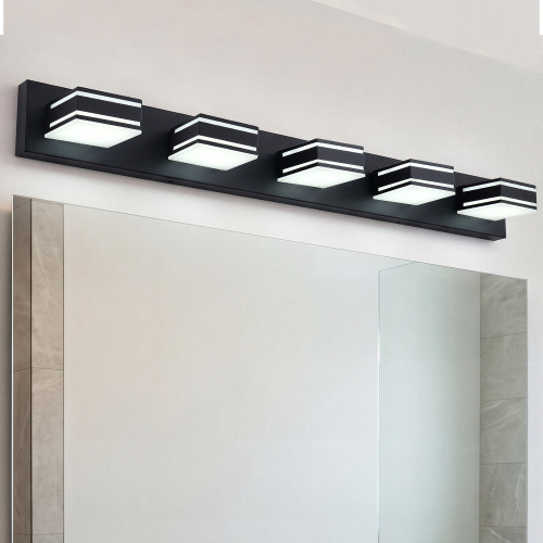40.5-Inch Black Iron 5-Light Acrylic LED Bathroom Vanity Fixture