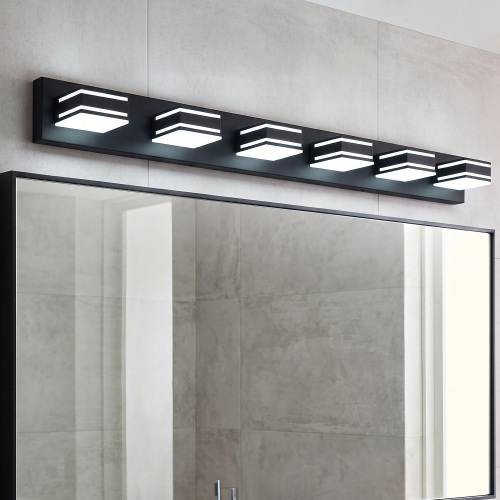 48-Inch Black Iron and Acrylic 6-Light Modern LED Vanity Light