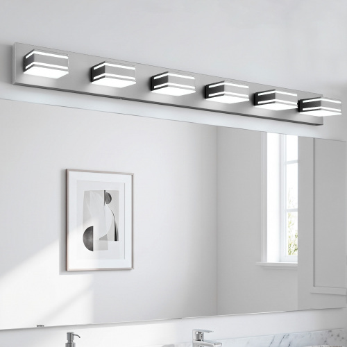 47.2-Inch Brushed Nickel Iron 6-Light Modern Bathroom Vanity Light