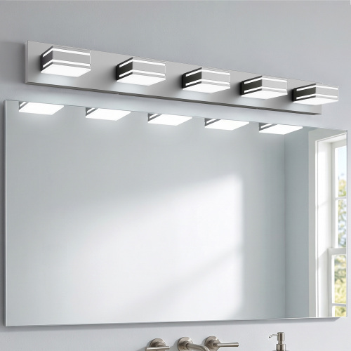 41-Inch Brushed Nickel Iron 5-Light Bathroom Vanity Light