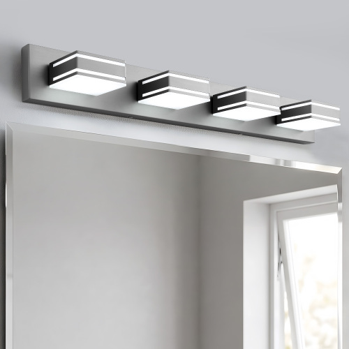 30-Inch Brushed Nickel Iron 4-Light Modern Bathroom Vanity Light
