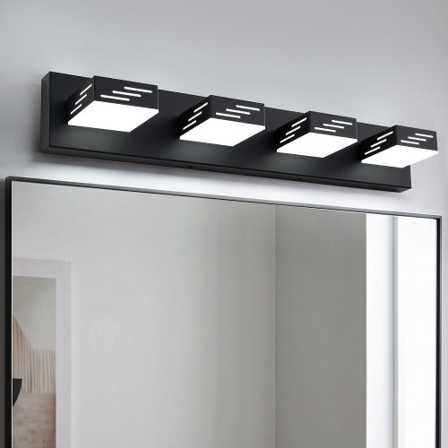25.6-Inch Black Iron 4-Light LED Bathroom Vanity Light