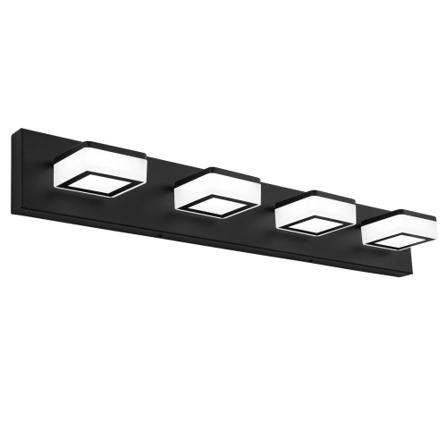 Modern Black 4-Light Iron Bathroom Vanity Light, 23.6-Inch