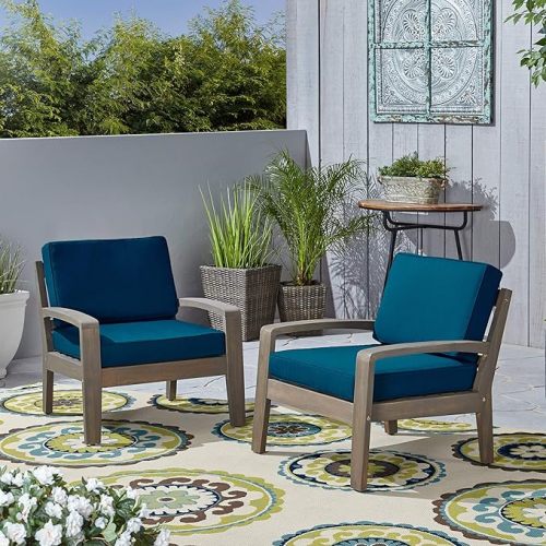 Grenada Grey Wood Club Chair with Waterproof Fabric, 29-Inch