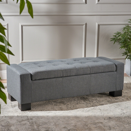 Guernsey Grey Polyester Living Room Ottoman, 50.25 x 20 x 16.75 Inches