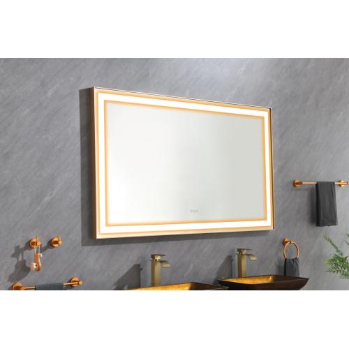 60 x 36 in. Gold Aluminum LED Bathroom Mirror with Anti-Fog