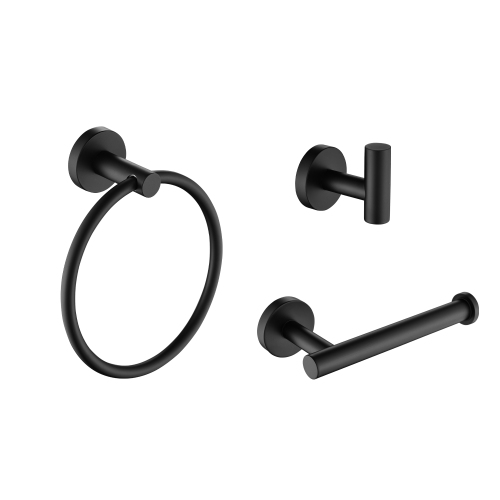 3-Piece Matte Black Stainless Steel Bathroom Hardware Set for Bath