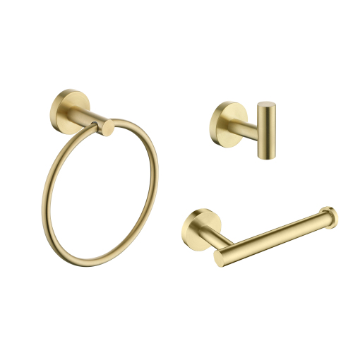 3-Piece Brushed Gold Stainless Steel Bathroom Hardware Set Kit
