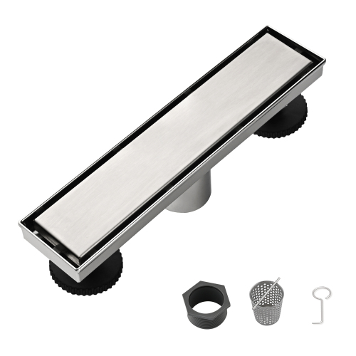 12-Inch 304 Stainless Steel Linear Shower Drain, Brushed Nickel