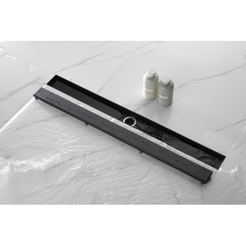 32-Inch Matte Black Stainless Steel Linear Shower Drain with Cover
