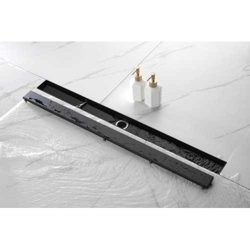 36-Inch Matte Black Stainless Steel Linear Shower Drain with Cover