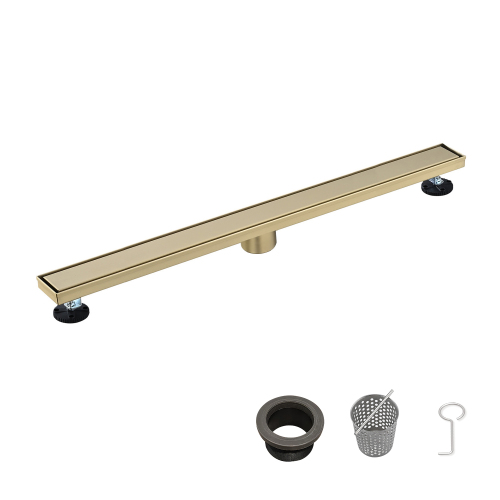 36-Inch Brushed Gold Stainless Steel Linear Shower Drain with Cover