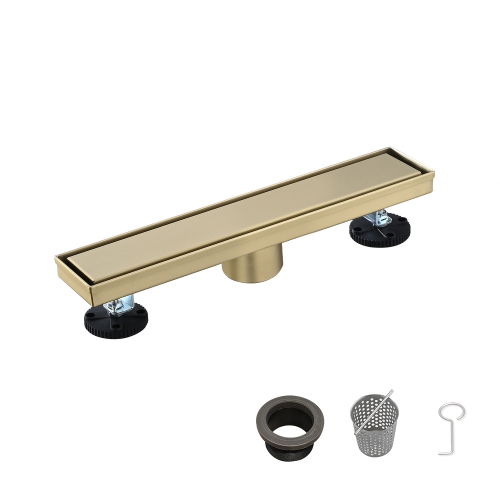 12-Inch Brushed Gold 304 Stainless Steel Linear Shower Drain