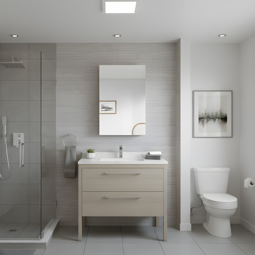 20" W x 36" H White Engineered Wood Wall-Mounted Mirror Cabinet