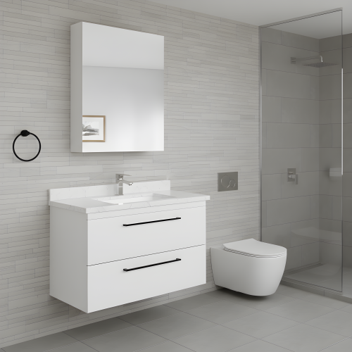 White 24-Inch x 30-Inch Engineered Wood Wall-Mount Mirror Cabinet