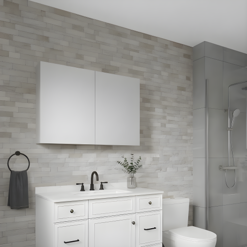White 26" H Surface-Mount Bathroom Medicine Cabinet, Engineered Wood