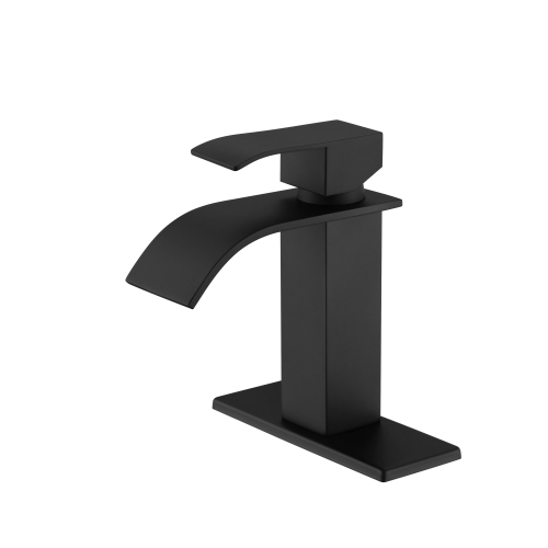 Matte Black Stainless Steel Waterfall Single-Handle Bathroom Faucet
