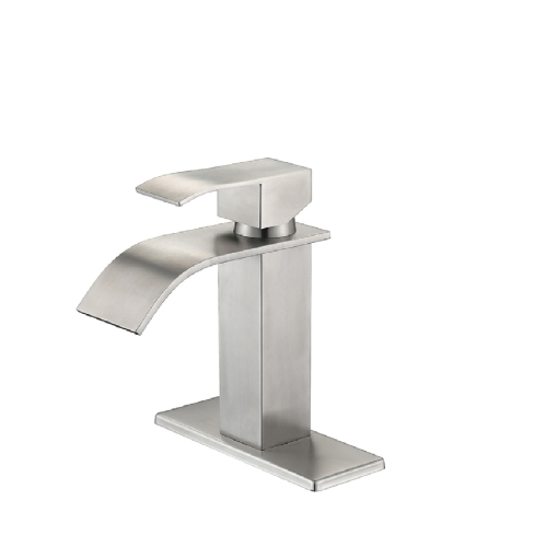 Brushed Nickel Stainless Steel Waterfall Single-Handle Bathroom Faucet