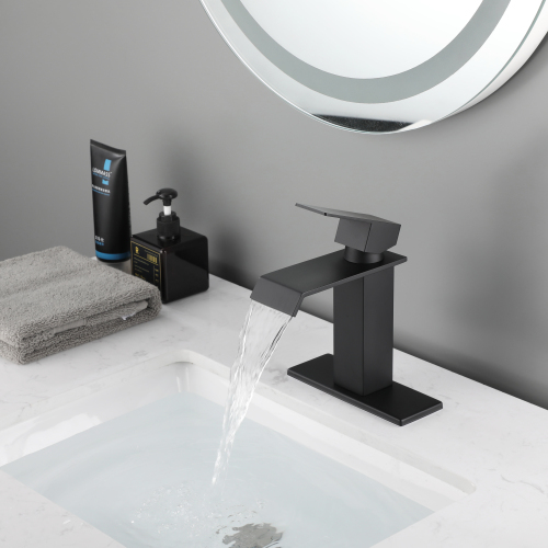 Matte Black Stainless Steel Waterfall Single-Handle Bathroom Faucet - Matte Black - Stainless Steel - Matte Black - Stainless Steel