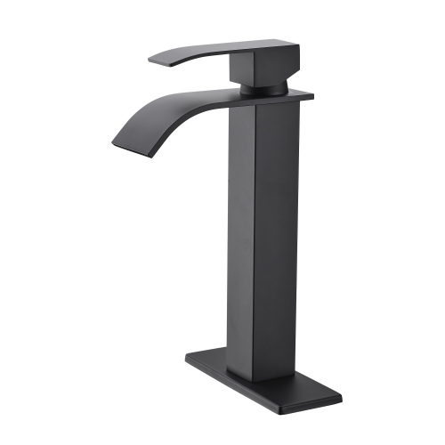Matte Black Stainless Steel Single-Handle Waterfall Bathroom Faucet
