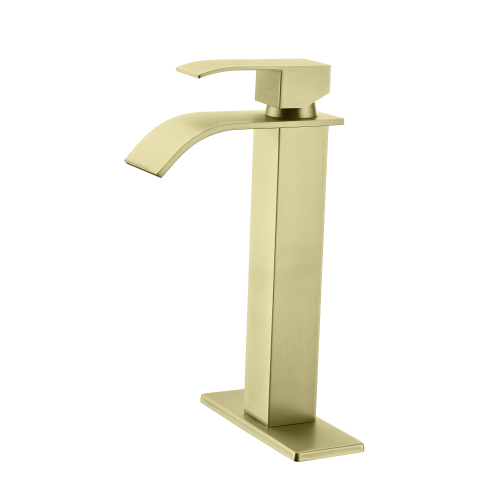 Brushed Gold Stainless Steel Waterfall Single-Handle Bathroom Faucet - Brushed Gold - Stainless Steel - Brushed Gold - Stainless Steel